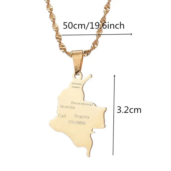 Colombia Map Necklace