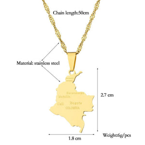 Colombia Map Necklace