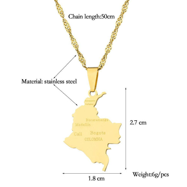 Colombia Map Necklace