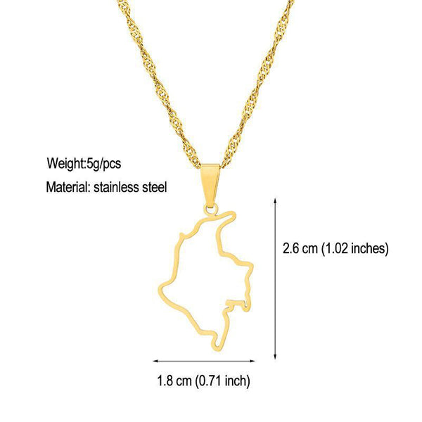 Colombia Map Necklace