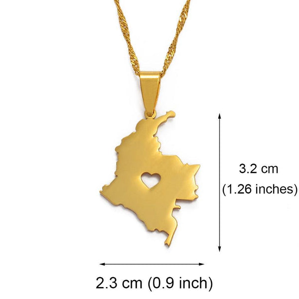 Colombia Map Necklace