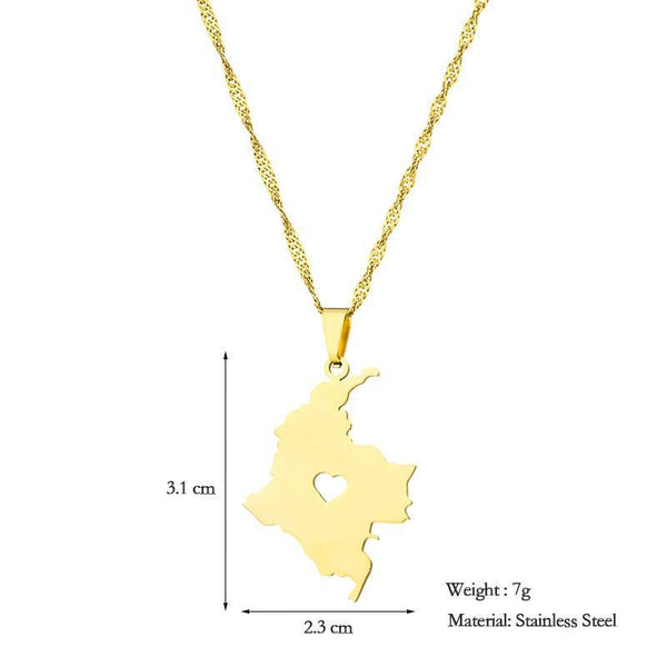 Colombia Map Necklace