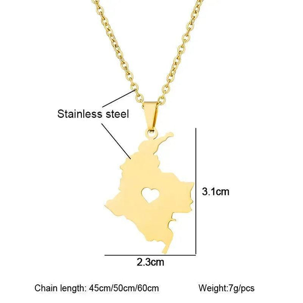 Colombia Map Necklace