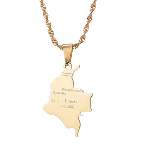 Colombia Map Necklace