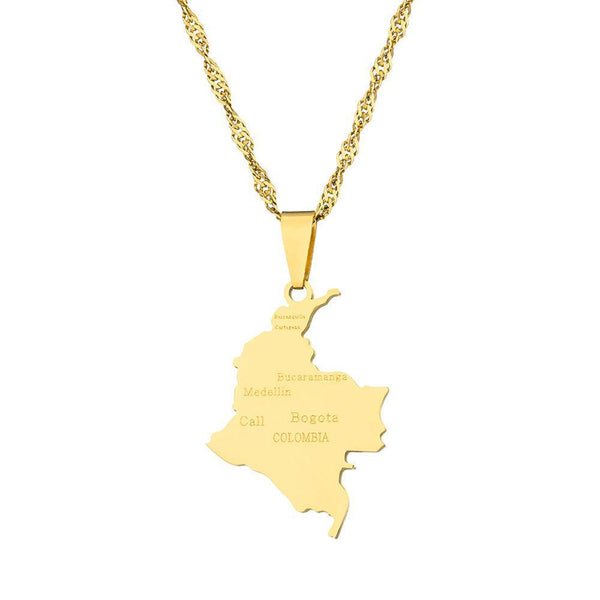 Colombia Map Necklace