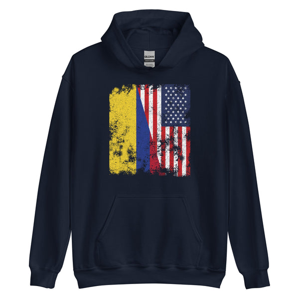 Colombia USA Flag - Half American Hoodie