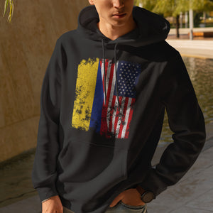 Colombia USA Flag - Half American Hoodie