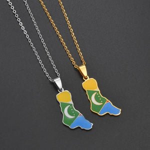 Comoros Flag Map Necklace