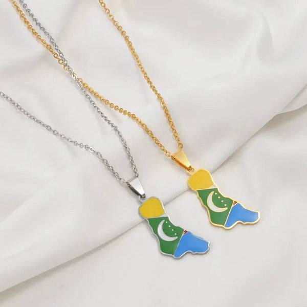 Comoros Flag Map Necklace