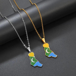 Comoros Flag Map Necklace