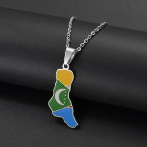 Comoros Flag Map Necklace