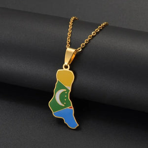 Comoros Flag Map Necklace
