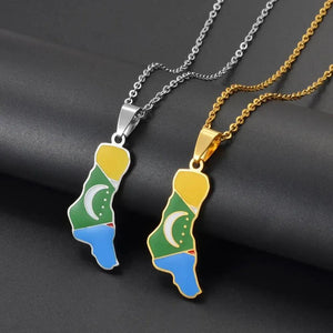 Comoros Flag Map Necklace