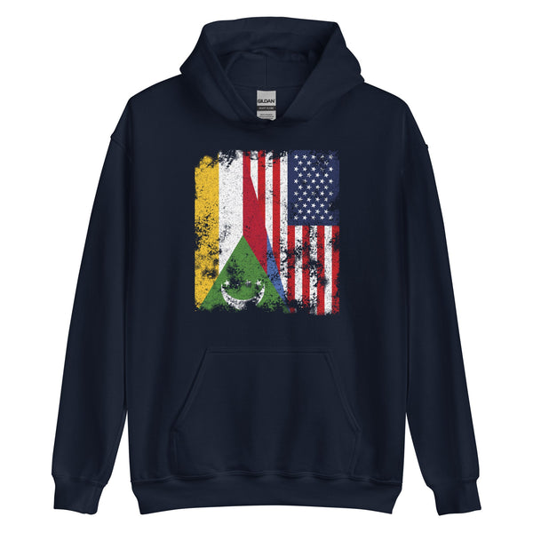 Comoros USA Flag - Half American Hoodie