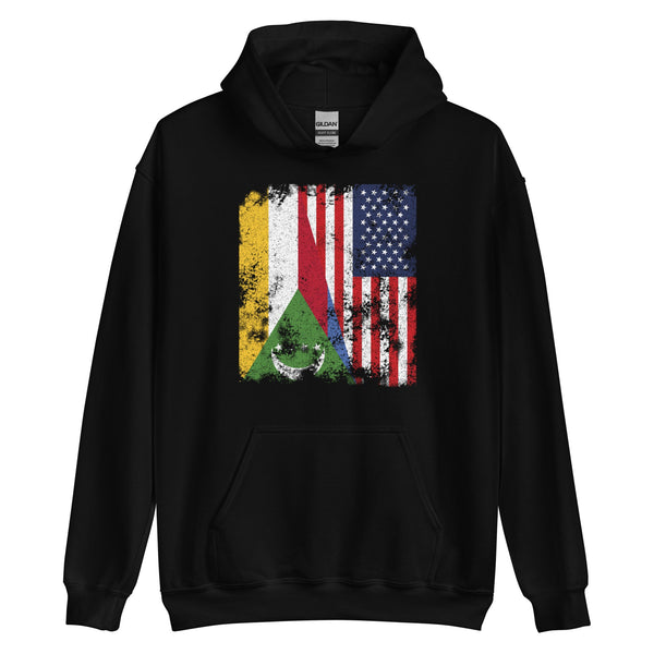 Comoros USA Flag - Half American Hoodie
