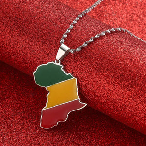 Congo Flag Map Necklace