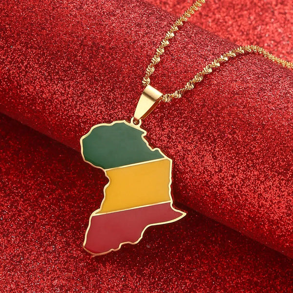 Congo Flag Map Necklace