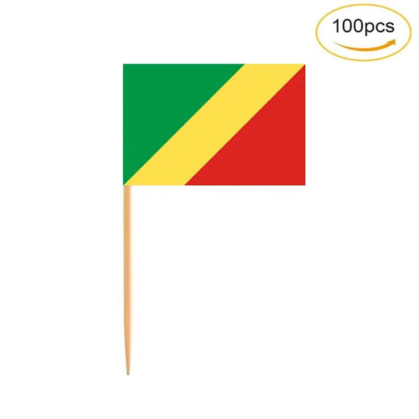 Congo Flag Toothpicks - Cupcake Toppers (100Pcs)