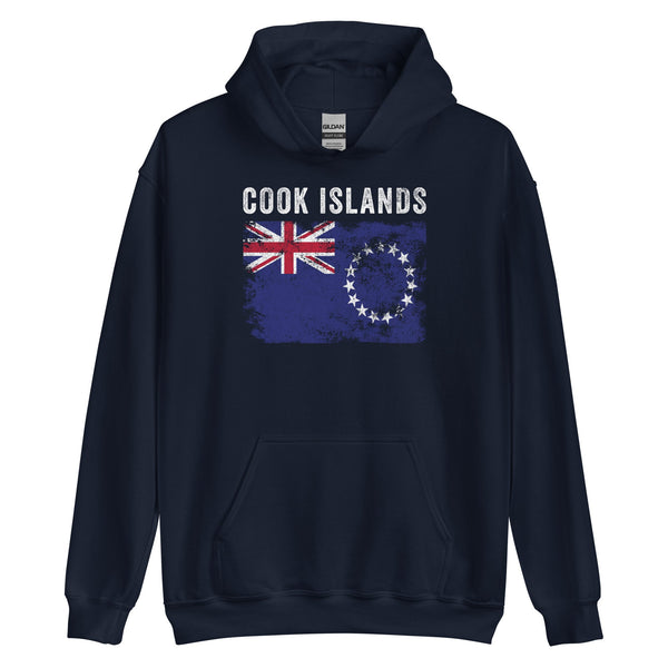 Cook Islands Flag Distressed Hoodie