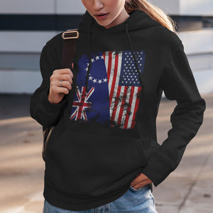 Cook Islands USA Flag - Half American Hoodie
