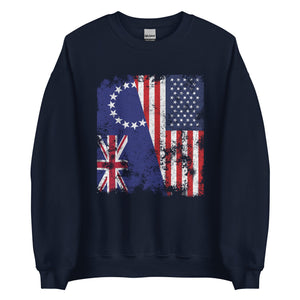 Cook Islands USA Flag - Half American Sweatshirt