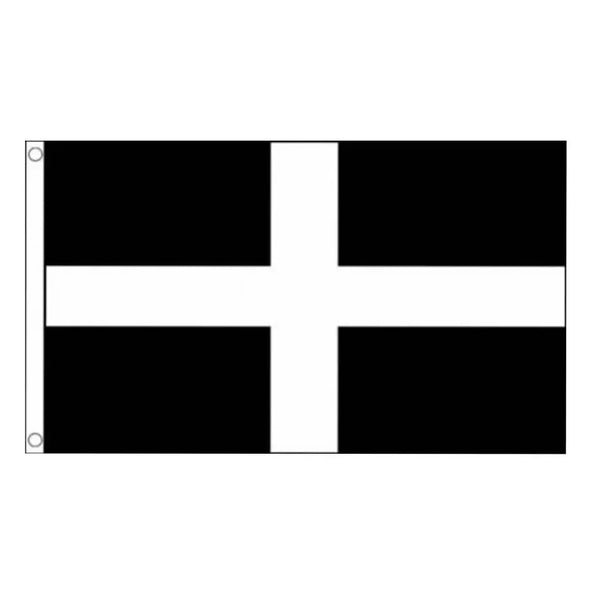 Cornwall Flag - Saint Piran's Flag - 90x150cm(3x5ft) - 60x90cm(2x3ft)