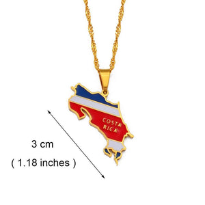 Costa Rica Flag Map Necklace