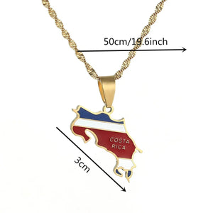 Costa Rica Flag Map Necklace