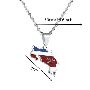 Costa Rica Flag Map Necklace