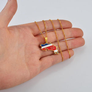 Costa Rica Flag Map Necklace