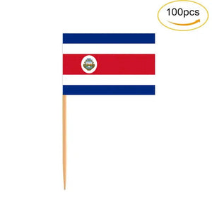 Costa Rica Flag Toothpicks - Cupcake Toppers (100Pcs)