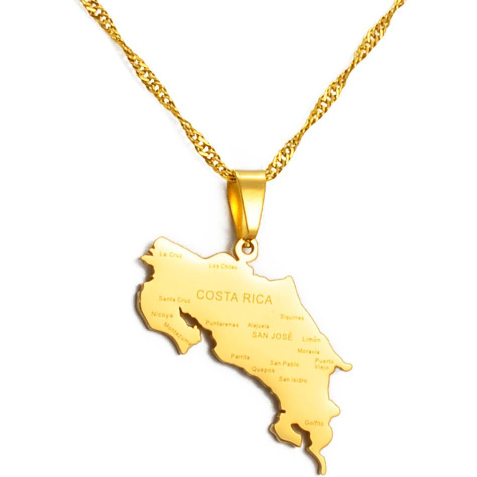 Costa Rica Map Necklace