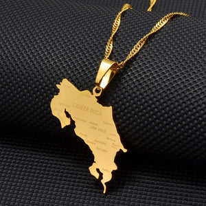 Costa Rica Map Necklace