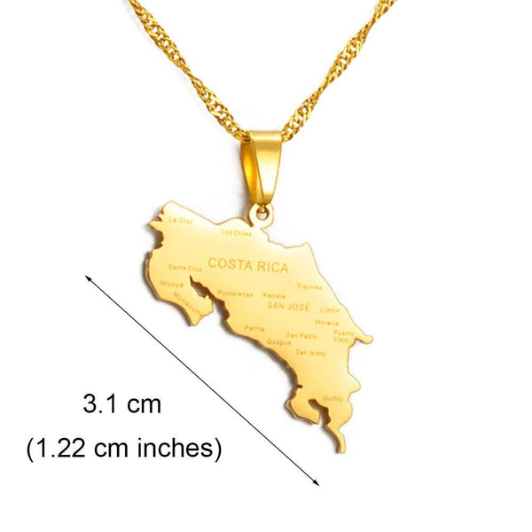 Costa Rica Map Necklace