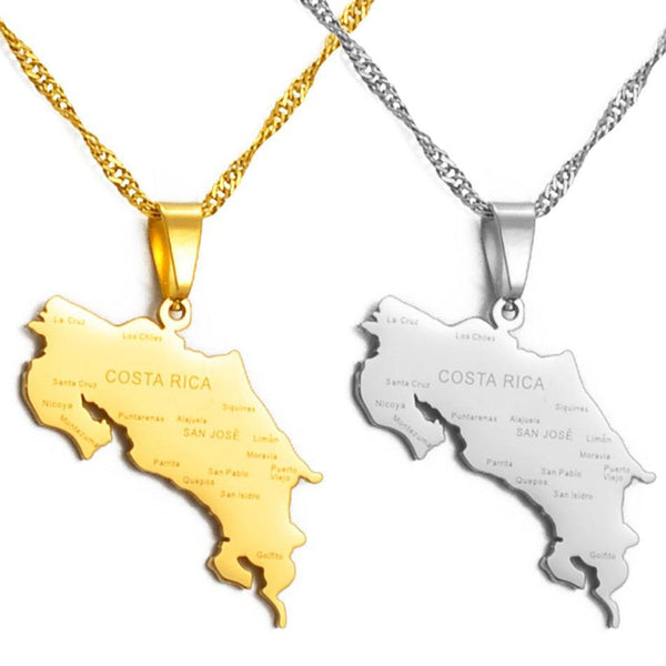 Costa Rica Map Necklace