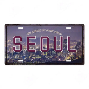 Country & City License Plate Collection - Decorative Metal Tin Signs