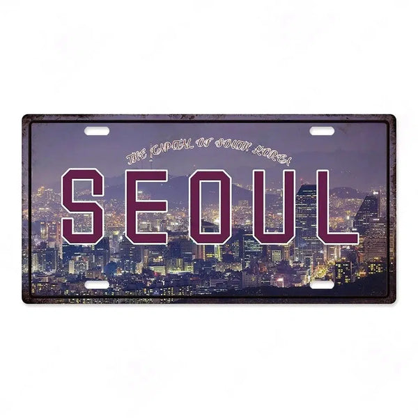 Country & City License Plate Collection - Decorative Metal Tin Signs