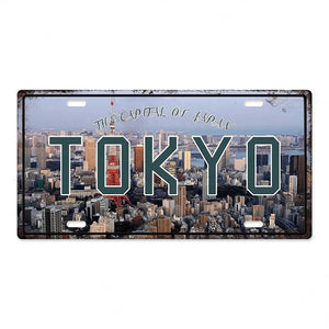 Country & City License Plate Collection - Decorative Metal Tin Signs