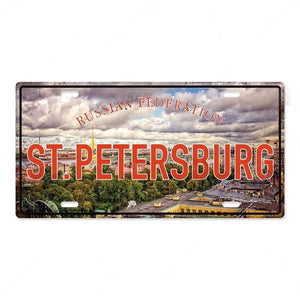 Country & City License Plate Collection - Decorative Metal Tin Signs