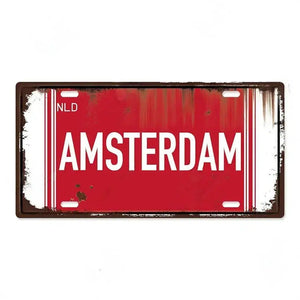 Country & City License Plate Collection - Decorative Metal Tin Signs