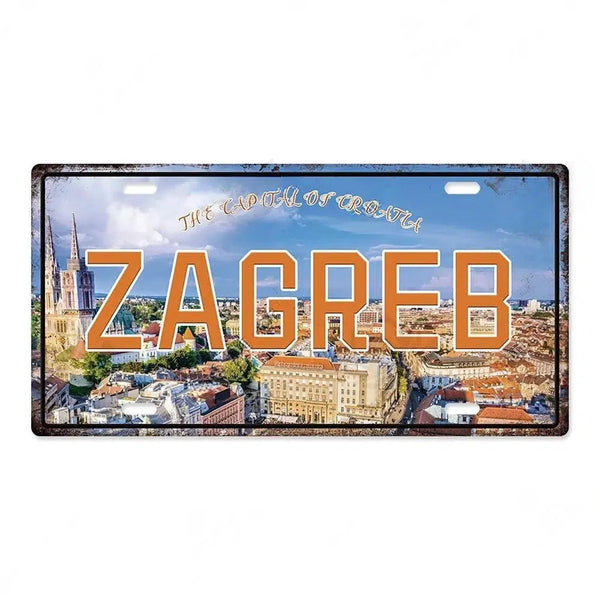 Country & City License Plate Collection - Decorative Metal Tin Signs