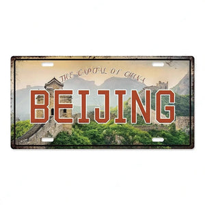 Country & City License Plate Collection - Decorative Metal Tin Signs