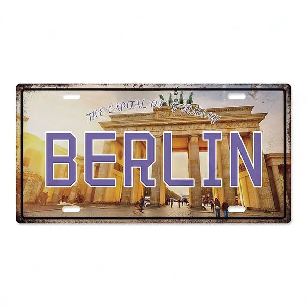 Country & City License Plate Collection - Decorative Metal Tin Signs