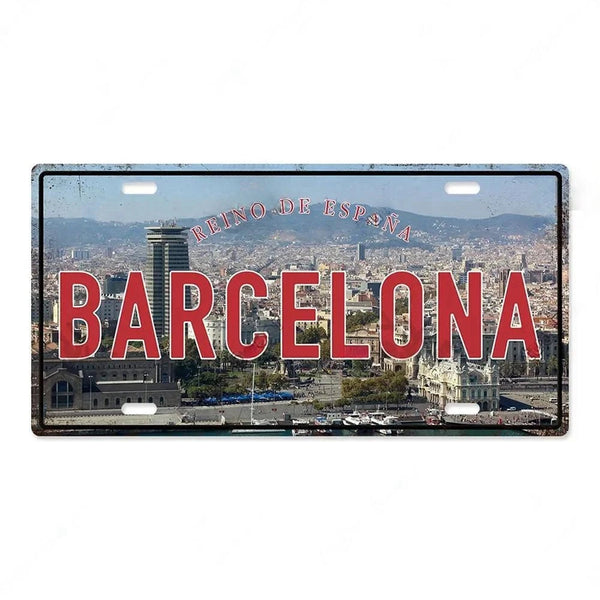 Country & City License Plate Collection - Decorative Metal Tin Signs