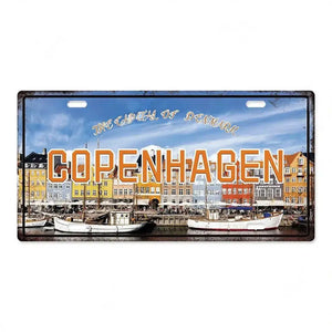 Country & City License Plate Collection - Decorative Metal Tin Signs