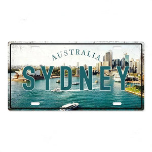 Country & City License Plate Collection - Decorative Metal Tin Signs