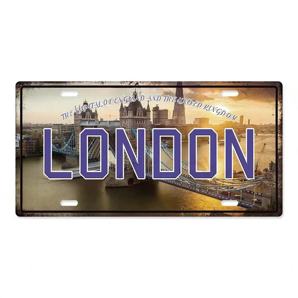 Country & City License Plate Collection - Decorative Metal Tin Signs