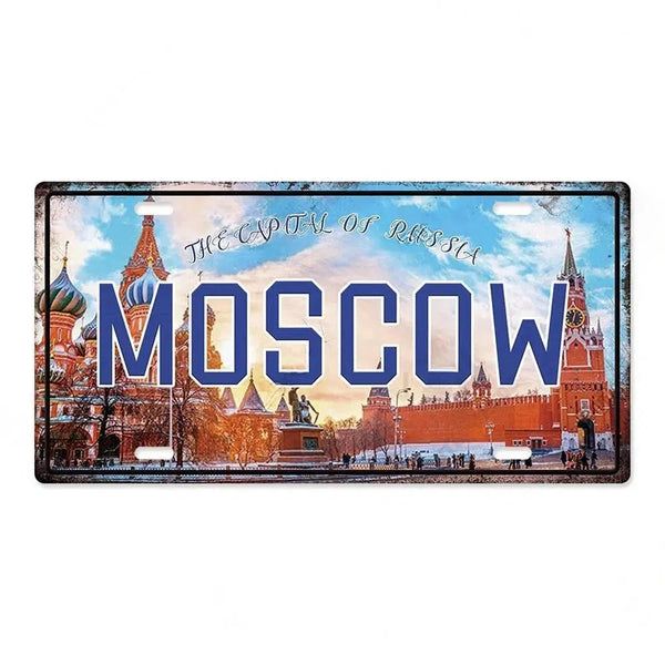 Country & City License Plate Collection - Decorative Metal Tin Signs