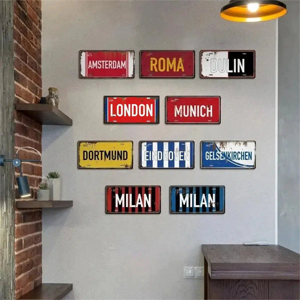 Country & City License Plate Collection - Decorative Metal Tin Signs