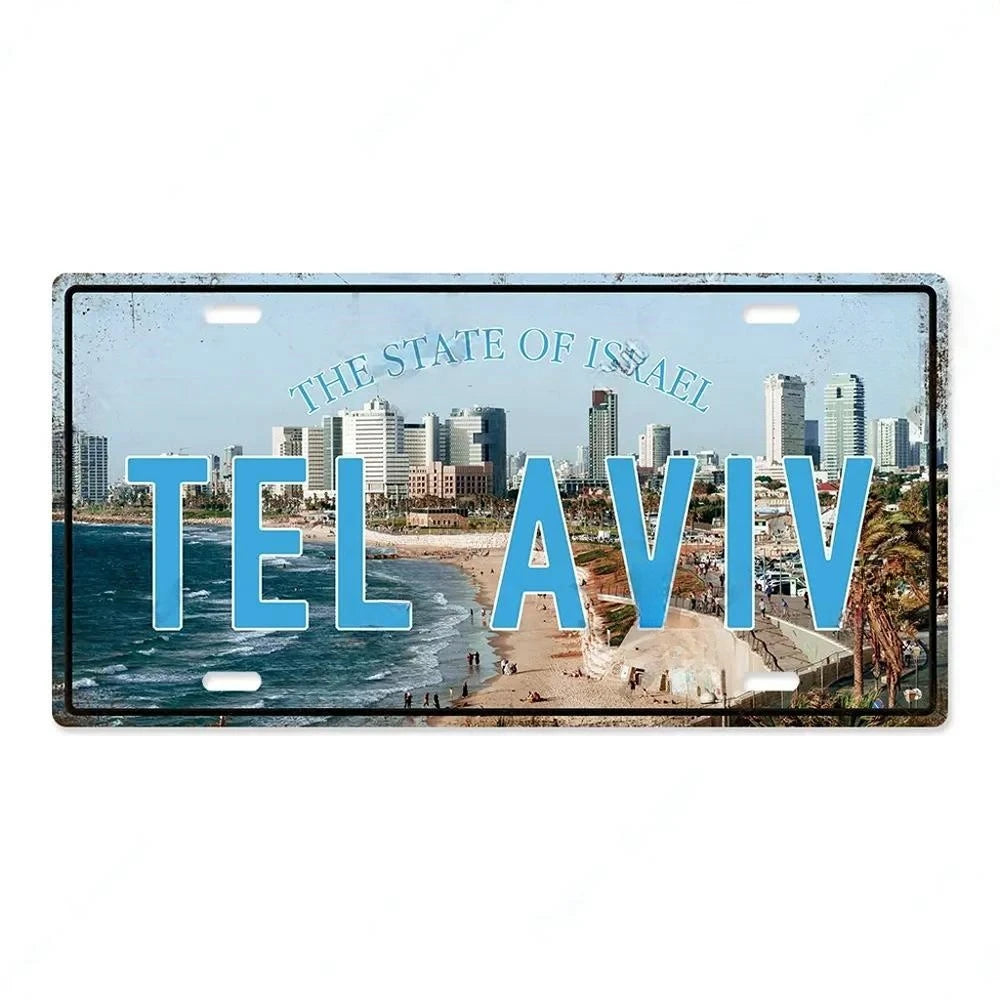 Country & City License Plate Collection - Decorative Metal Tin Signs